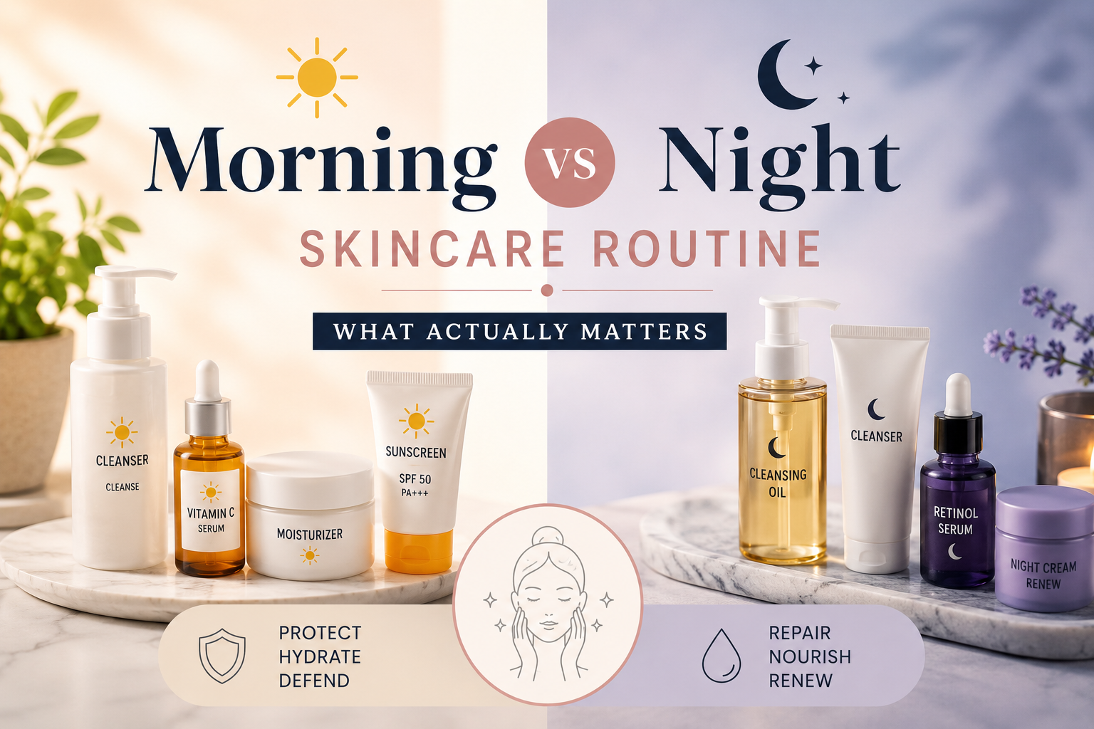 orning Vs night skin care routine